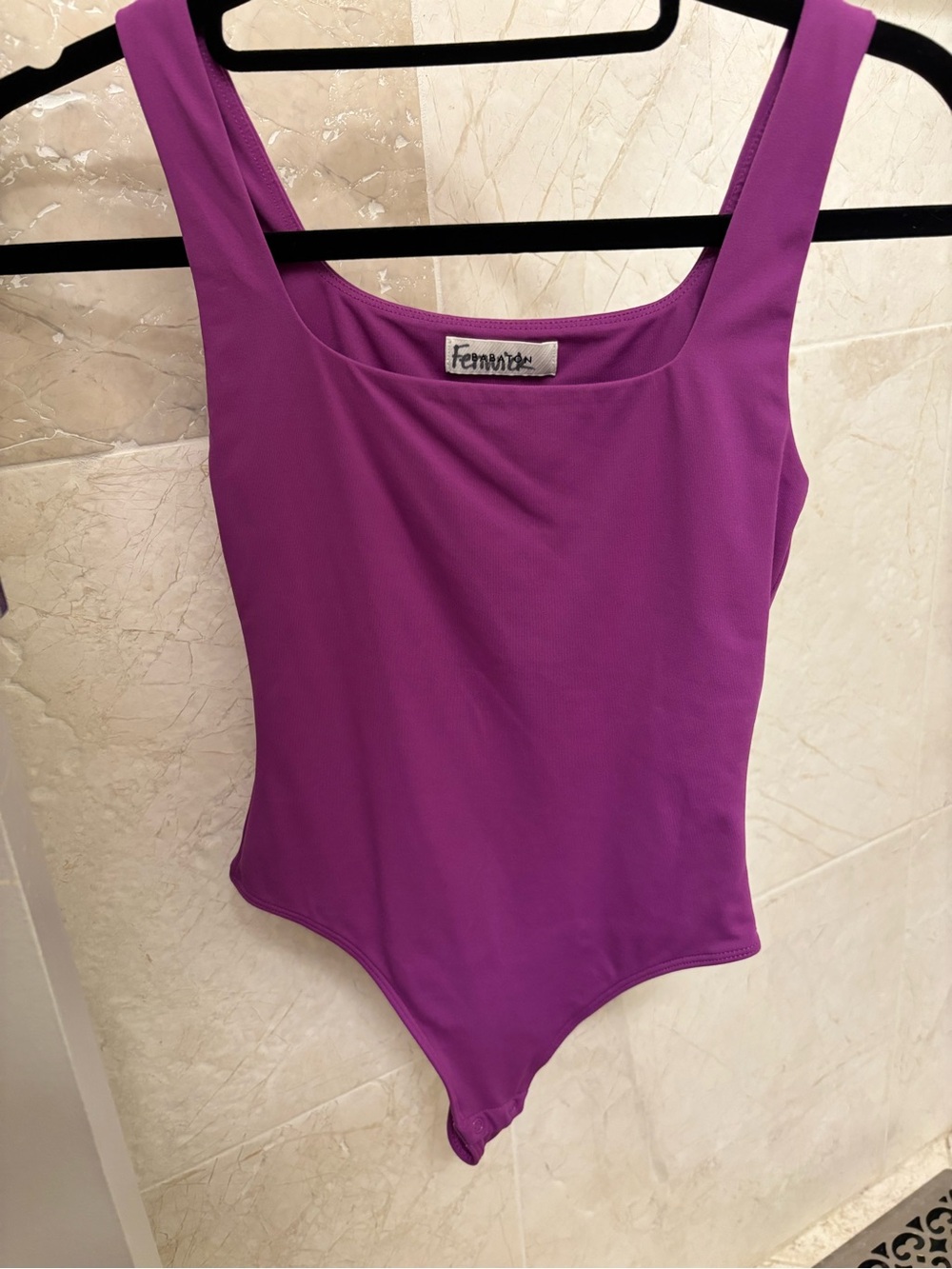 Babaton Purple Scoop-Neck Stretch Bodysuit